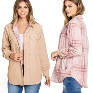 Love Tree Reversible Corduroy/Fleece Shacket